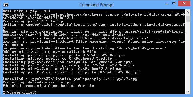 easy_install pip in command prompt