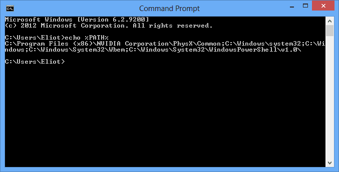 Command Prompt echos the path