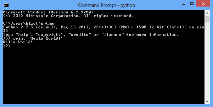 Running python in command prompt