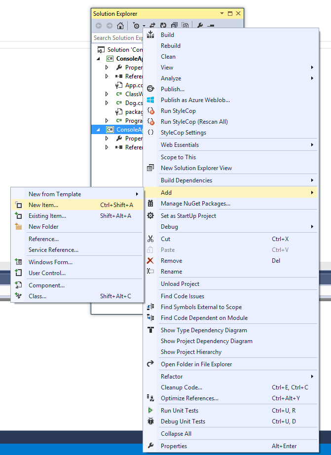 Add existing item to .Net 3.5 solution