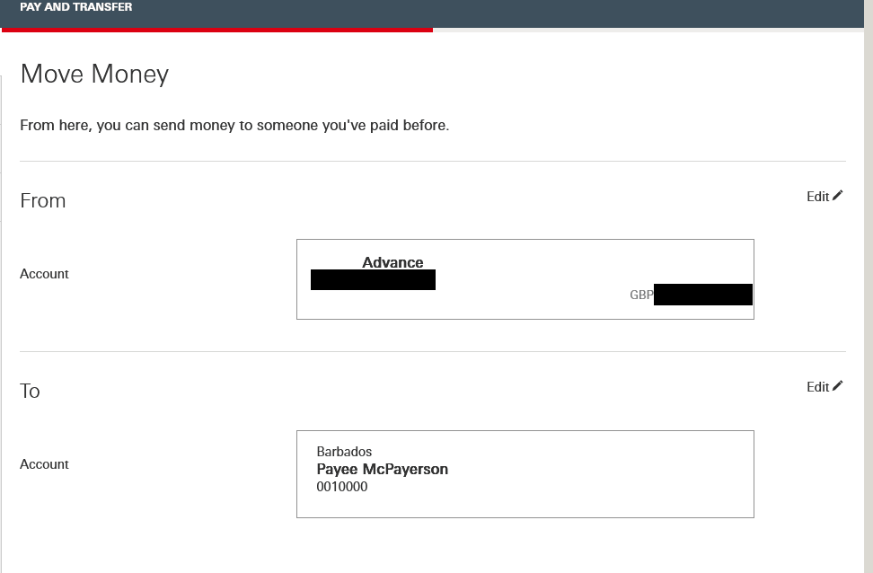Creating a payment to one of the payees