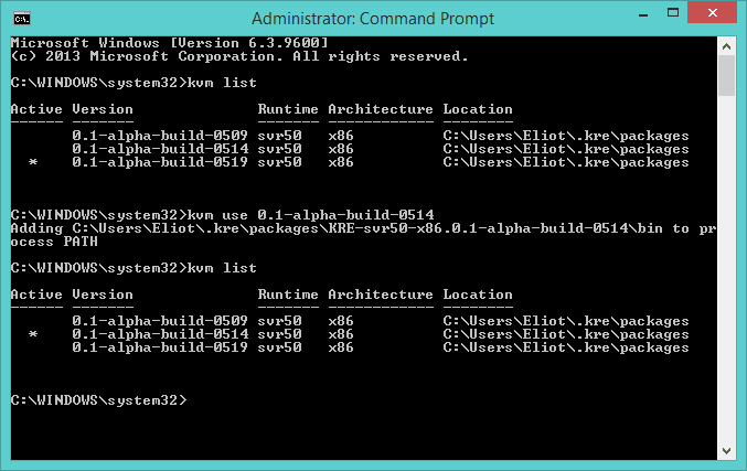 List kvm versions and change the active version